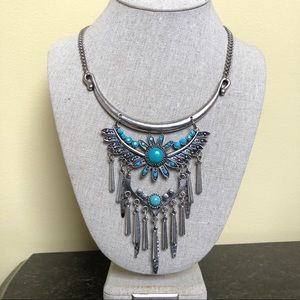 Turquoise and Silver Statement Necklace